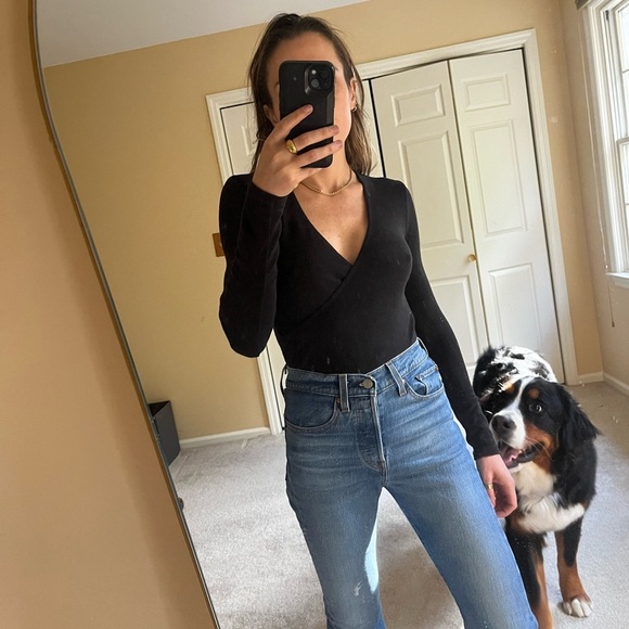 Madewell Wrap Thong Bodysuit | Black | xs - Picture 2 of 5